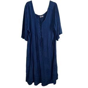 Holy Clothing Women Dress 5X Gothic blue  Maxi Renaissance Whimsygoth lace